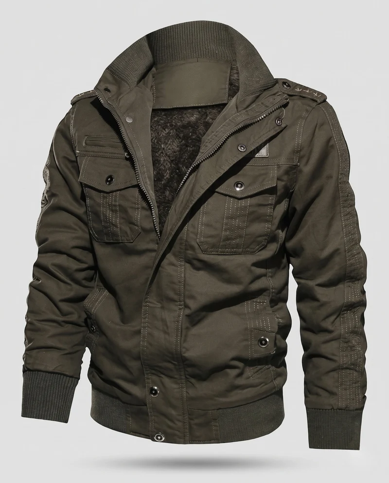 Herren Winterjacke mit Fleece-Futter und multifunktionalen Taschen Nord Taschen
