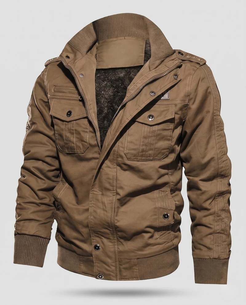 Herren Winterjacke mit Fleece-Futter und multifunktionalen Taschen Nord Taschen
