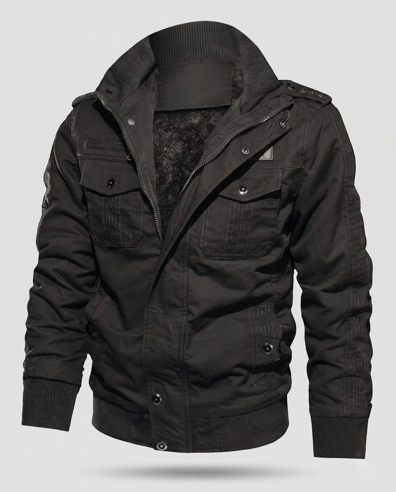 Herren Winterjacke mit Fleece-Futter und multifunktionalen Taschen Nord Taschen