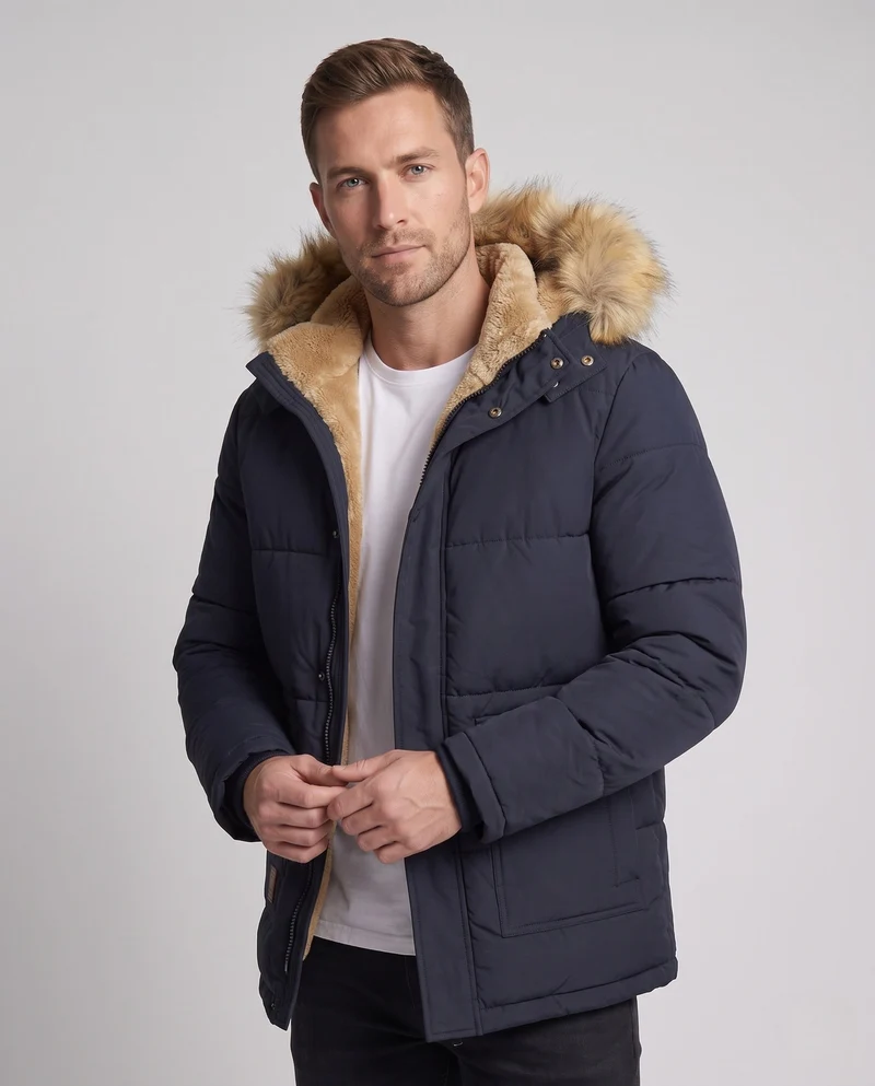 Herren Winterjacke mit Kunstfell-Futter Nord Taschen