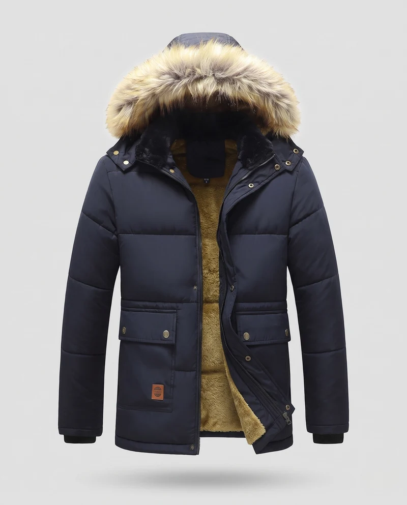 Herren Winterjacke mit Kunstfell-Futter Nord Taschen