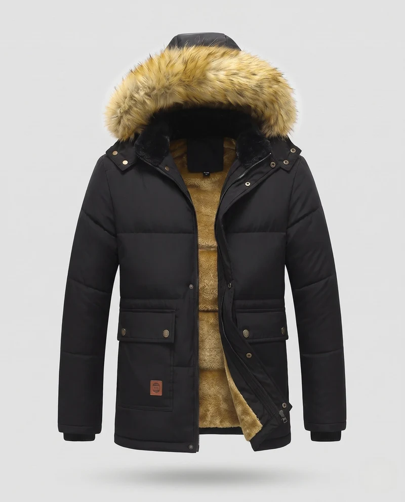 Herren Winterjacke mit Kunstfell-Futter Nord Taschen
