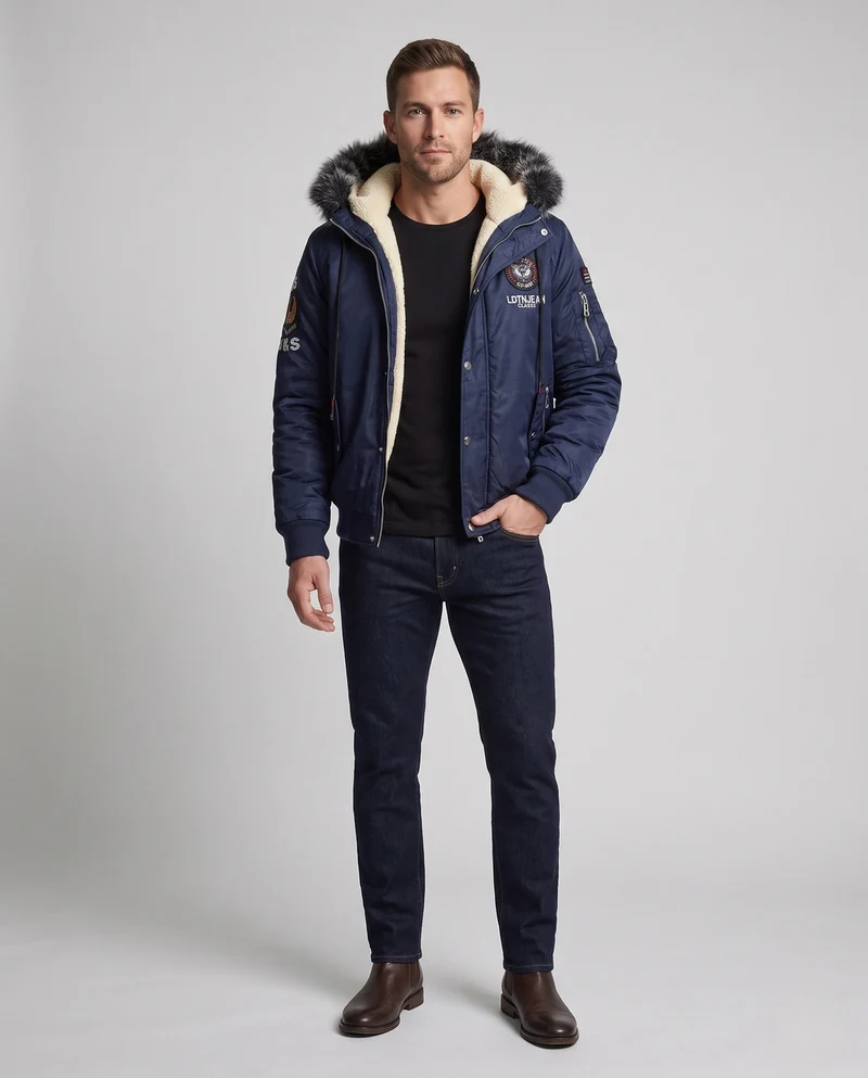 Herren Winterjacke mit Teddyfutter Nord Taschen