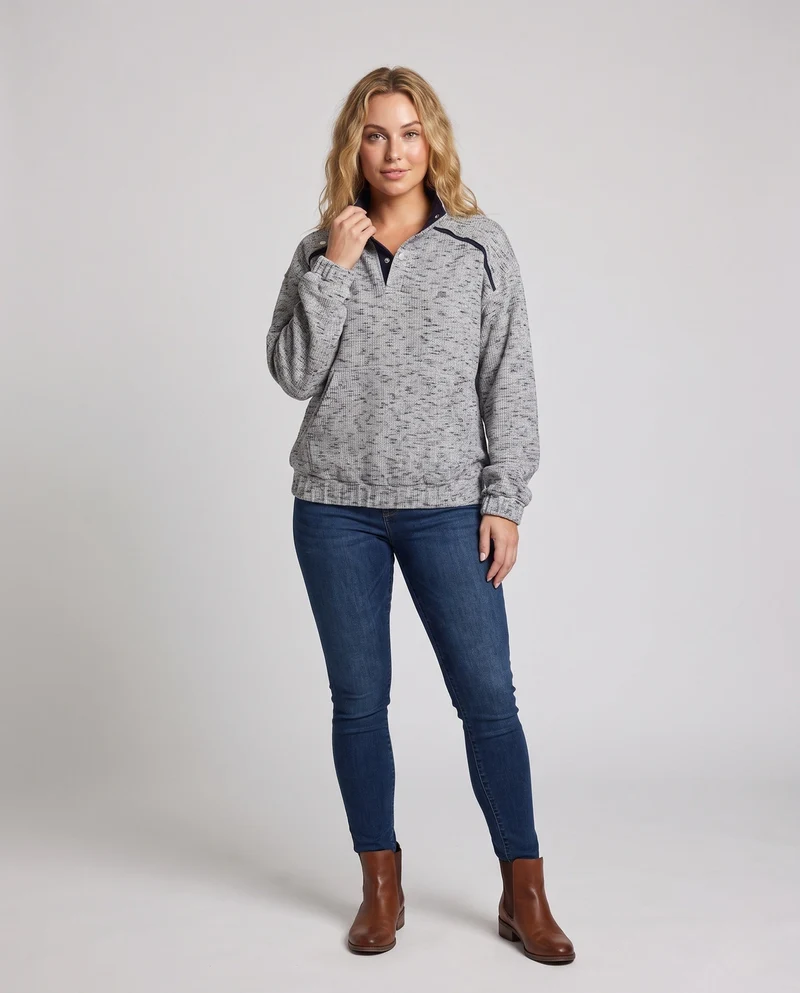 Damen Bequeme Sweatjacke mit praktischem Hochkragen Nord Taschen
