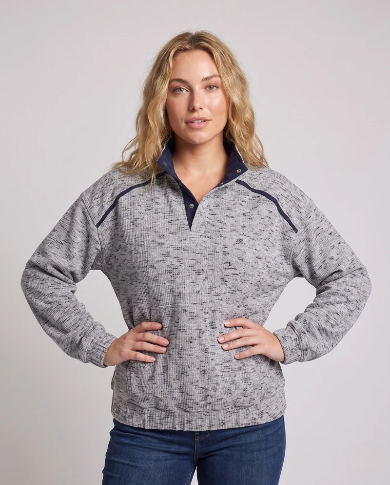 Damen Bequeme Sweatjacke mit praktischem Hochkragen Nord Taschen