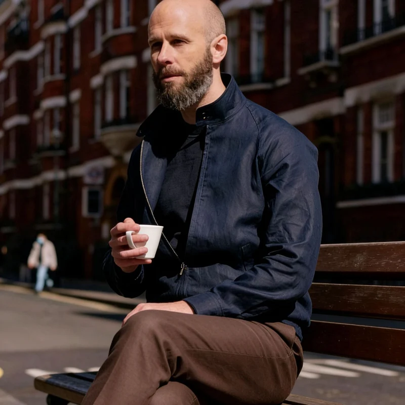 Herren Leichte Harringtonjacke mit Stehkragen und Reißverschluss Nord Taschen