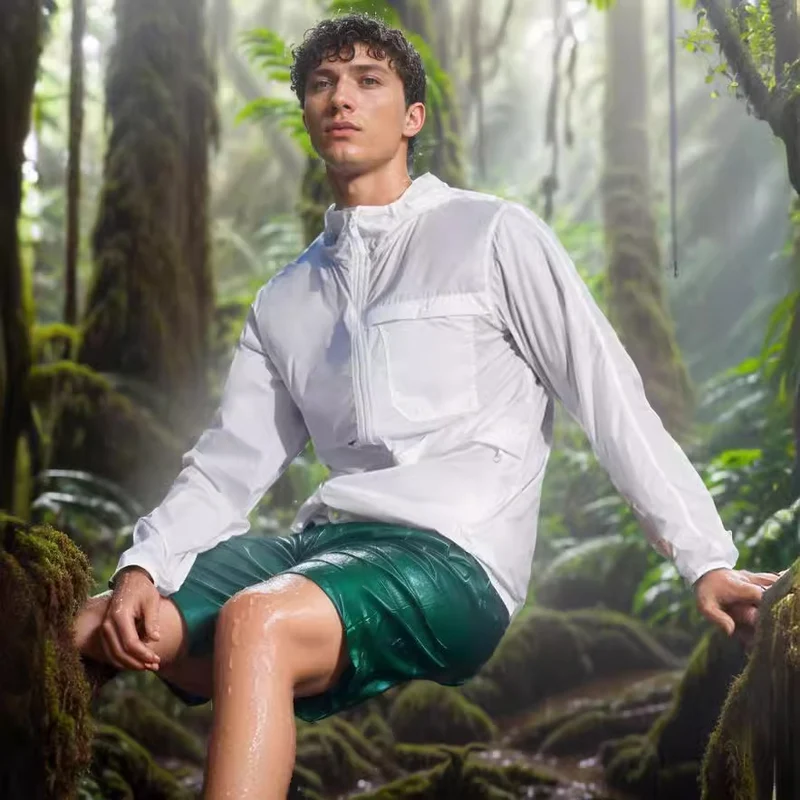 Herren Leichte atmungsaktive Outdoor-Windjacke mit Kapuze und Reißverschluss Nord Taschen