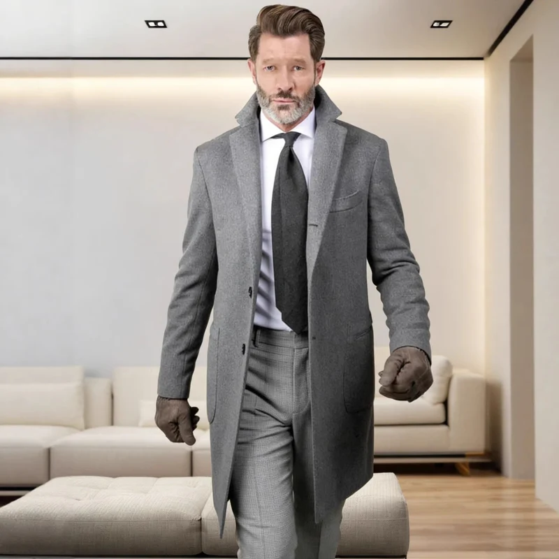 Herren Langer Unstrukturierter Leinen-Blazer mit Ein-Knopf-Verschluss und aufgesetzten Taschen Nord Taschen