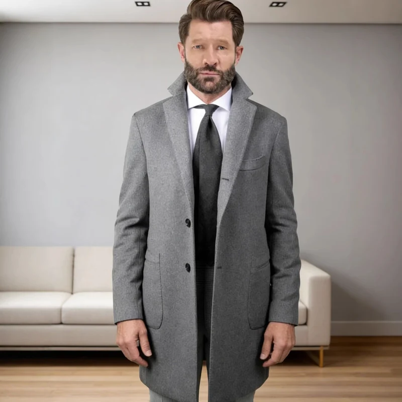Herren Langer Unstrukturierter Leinen-Blazer mit Ein-Knopf-Verschluss und aufgesetzten Taschen Nord Taschen