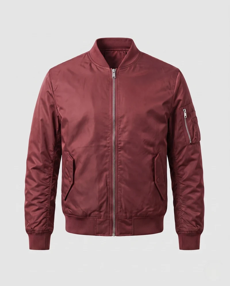 Herren Isolierte MA-1 Bomberjacke im Utility-Look mit Armtasche und Rippbund Nord Taschen