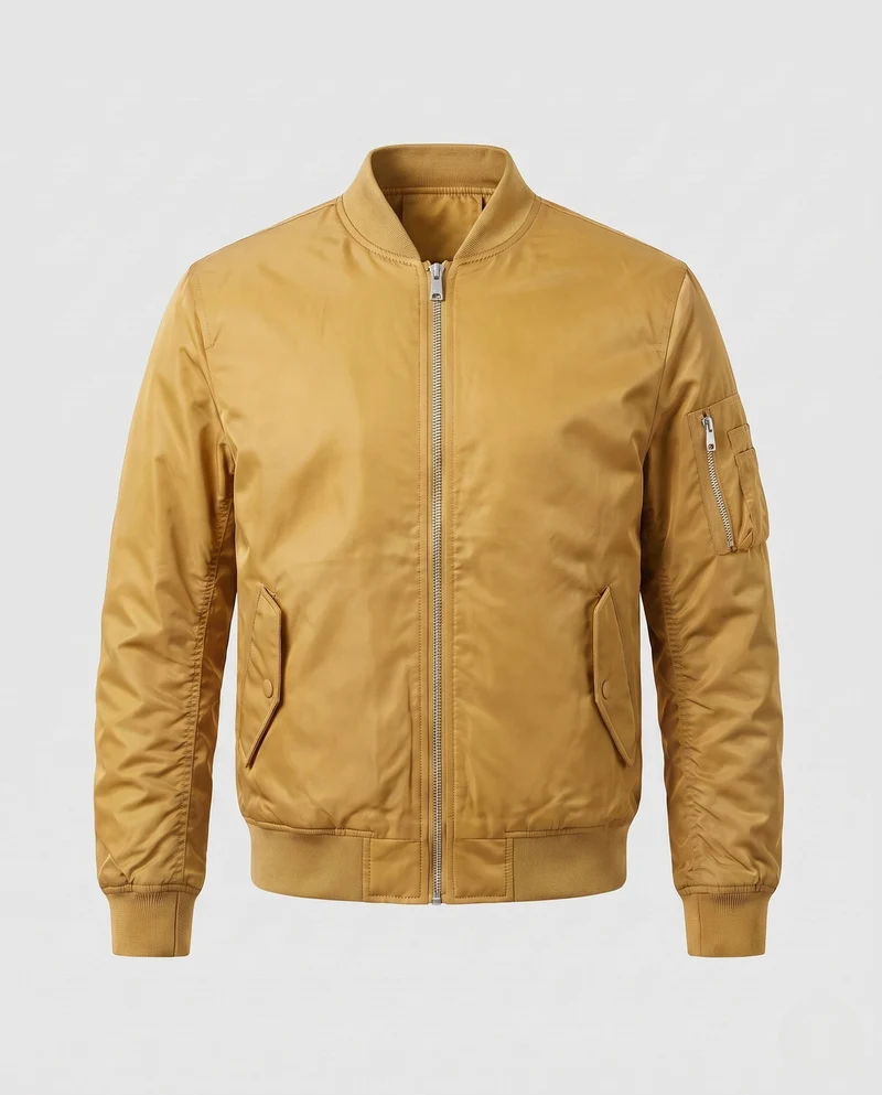 Herren Isolierte MA-1 Bomberjacke im Utility-Look mit Armtasche und Rippbund Nord Taschen