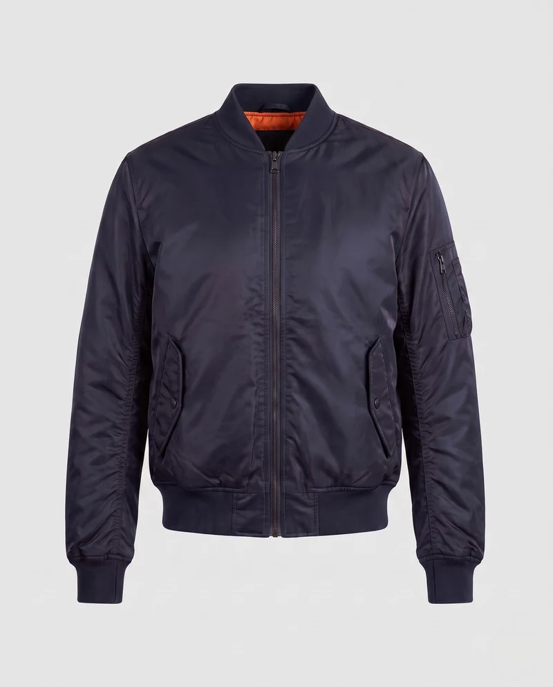Herren isolierte Nylon Bomberjacke mit Utility-Tasche am Ärmel und gerippten Bündchen Nord Taschen