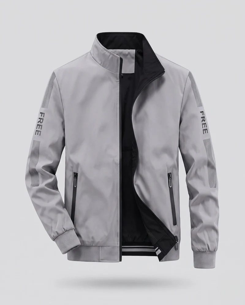 Leichte winddichte Softshell Bomberjacke für Herren mit hohem Stehkragen und verstecktem Reißverschluss vorne Nord Taschen
