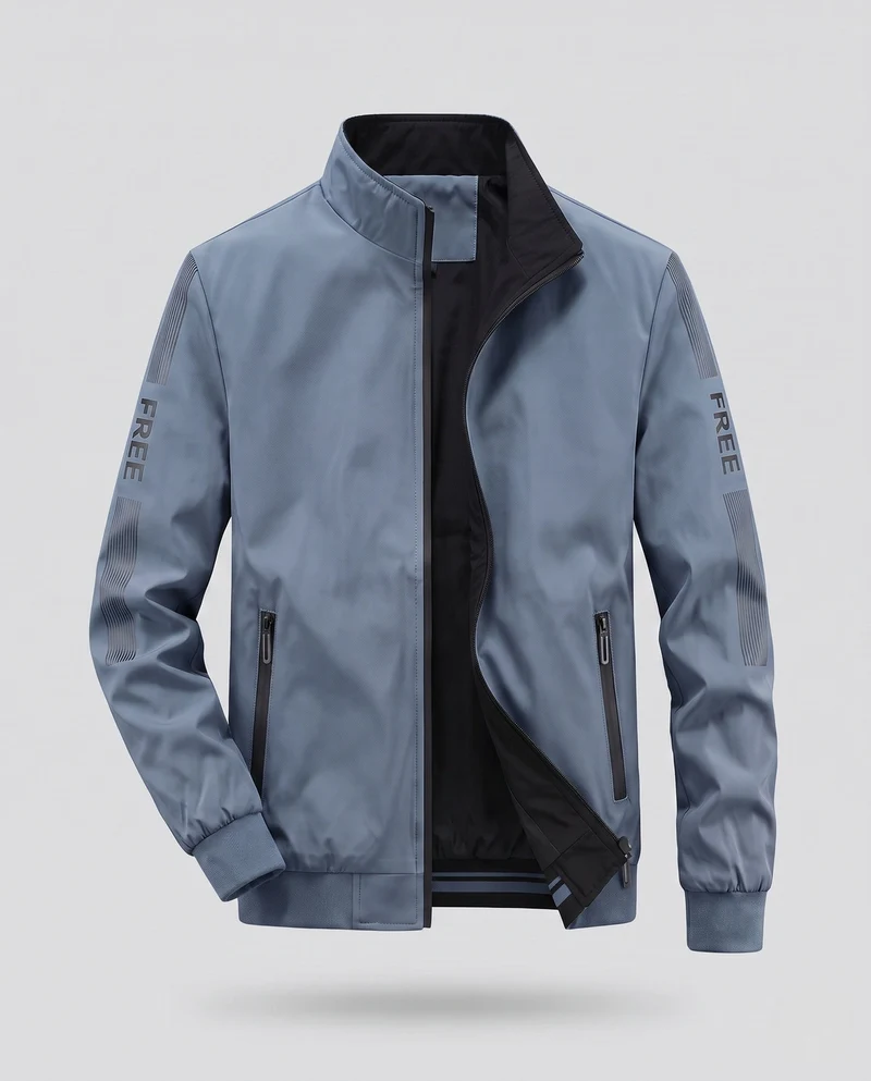Leichte winddichte Softshell Bomberjacke für Herren mit hohem Stehkragen und verstecktem Reißverschluss vorne Nord Taschen