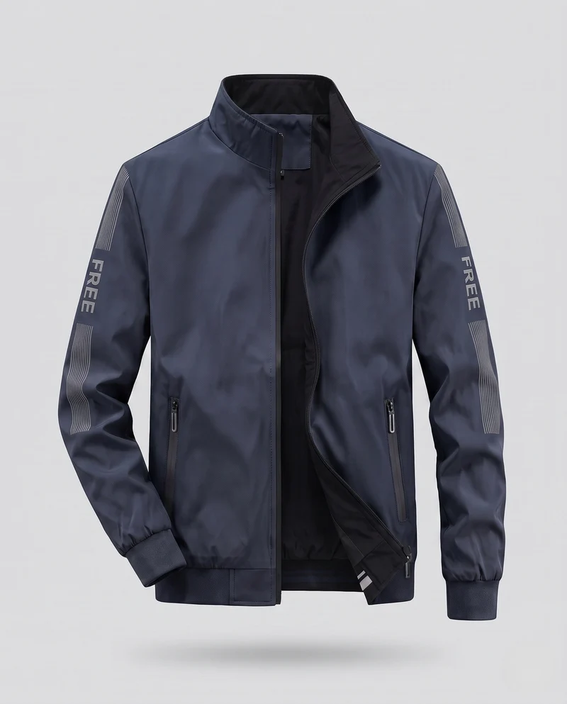 Leichte winddichte Softshell Bomberjacke für Herren mit hohem Stehkragen und verstecktem Reißverschluss vorne Nord Taschen