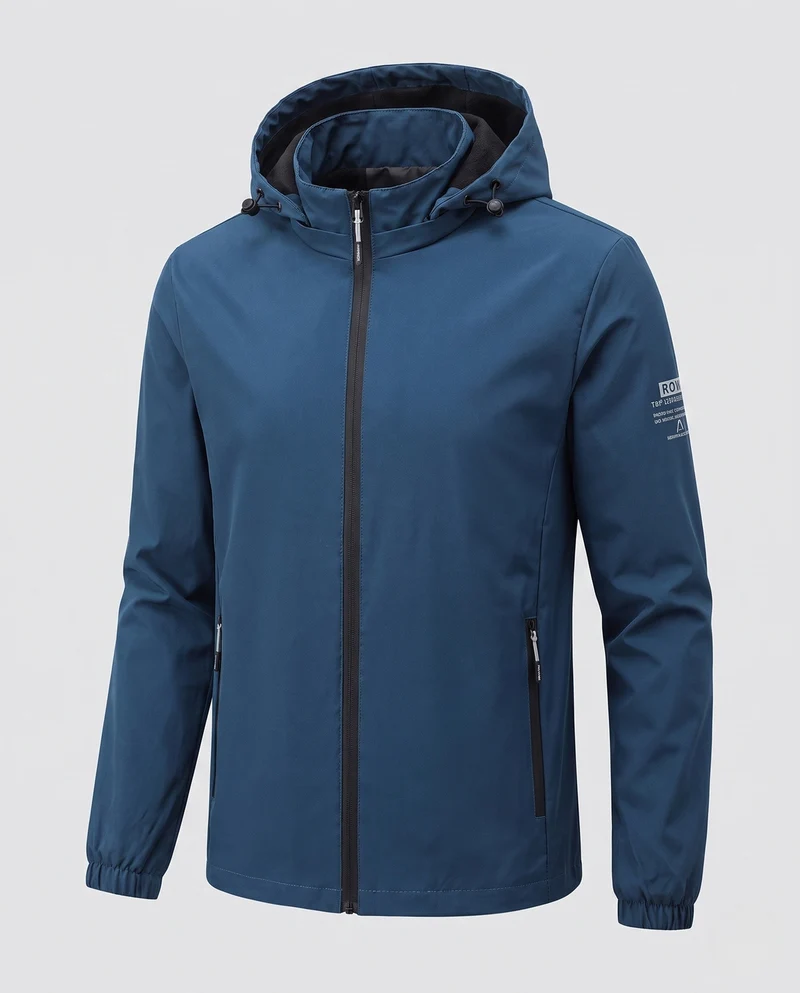 Herren leichte winddichte Hoodie-Jacke mit wärmendem Fleece-Futter und Reißverschlusstaschen Nord Taschen