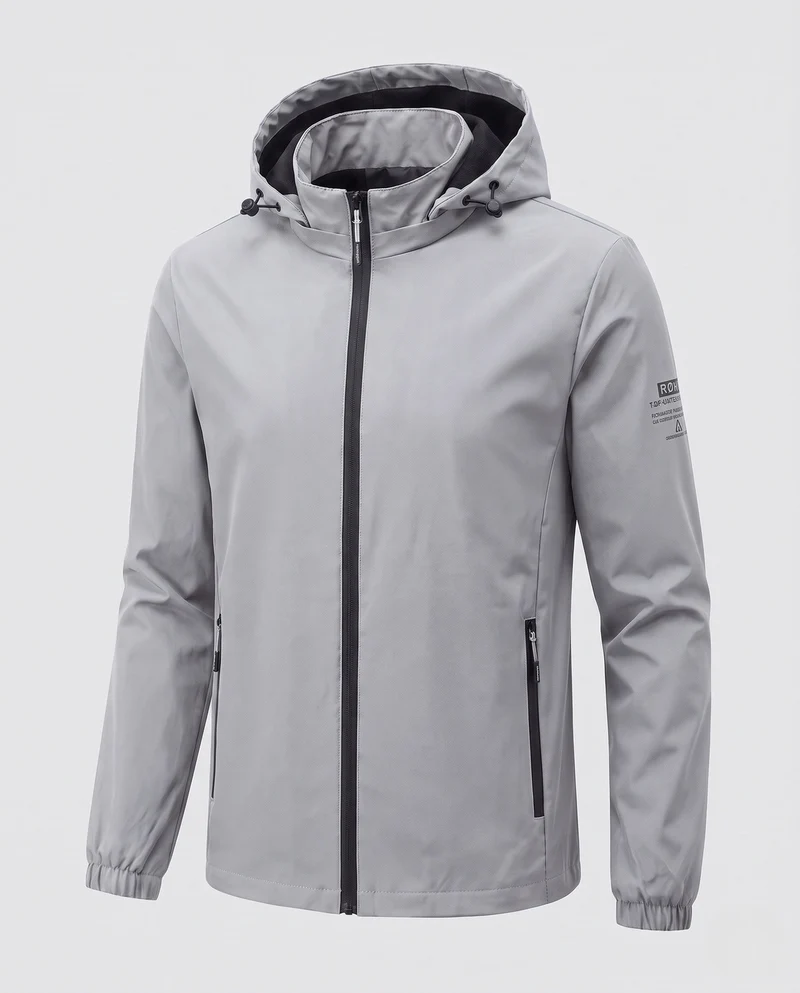 Herren leichte winddichte Hoodie-Jacke mit wärmendem Fleece-Futter und Reißverschlusstaschen Nord Taschen