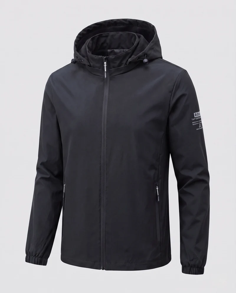 Herren leichte winddichte Hoodie-Jacke mit wärmendem Fleece-Futter und Reißverschlusstaschen Nord Taschen