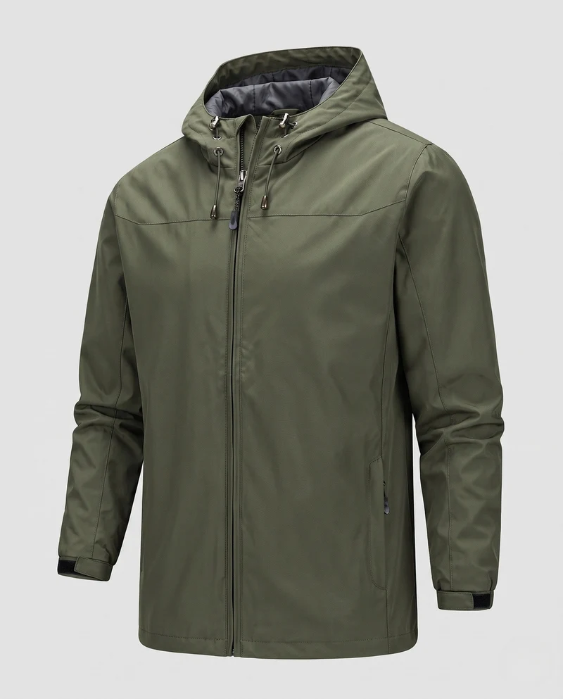 Leichte wind- und wasserabweisende Herrenjacke mit Kapuze und verstellbarer Kapuze sowie Reißverschlusstaschen Nord Taschen