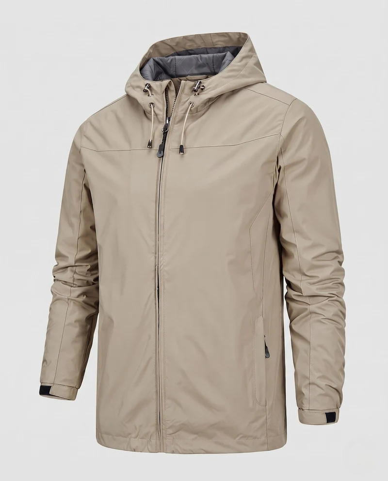 Leichte wind- und wasserabweisende Herrenjacke mit Kapuze und verstellbarer Kapuze sowie Reißverschlusstaschen Nord Taschen