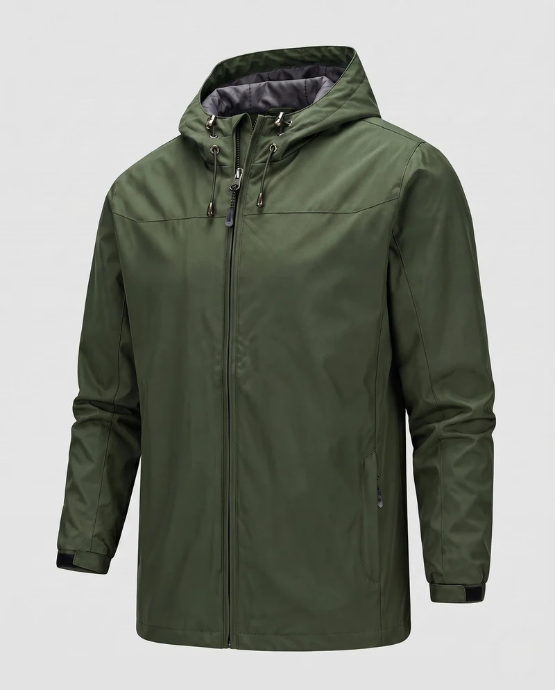 Leichte wind- und wasserabweisende Herrenjacke mit Kapuze und verstellbarer Kapuze sowie Reißverschlusstaschen Nord Taschen