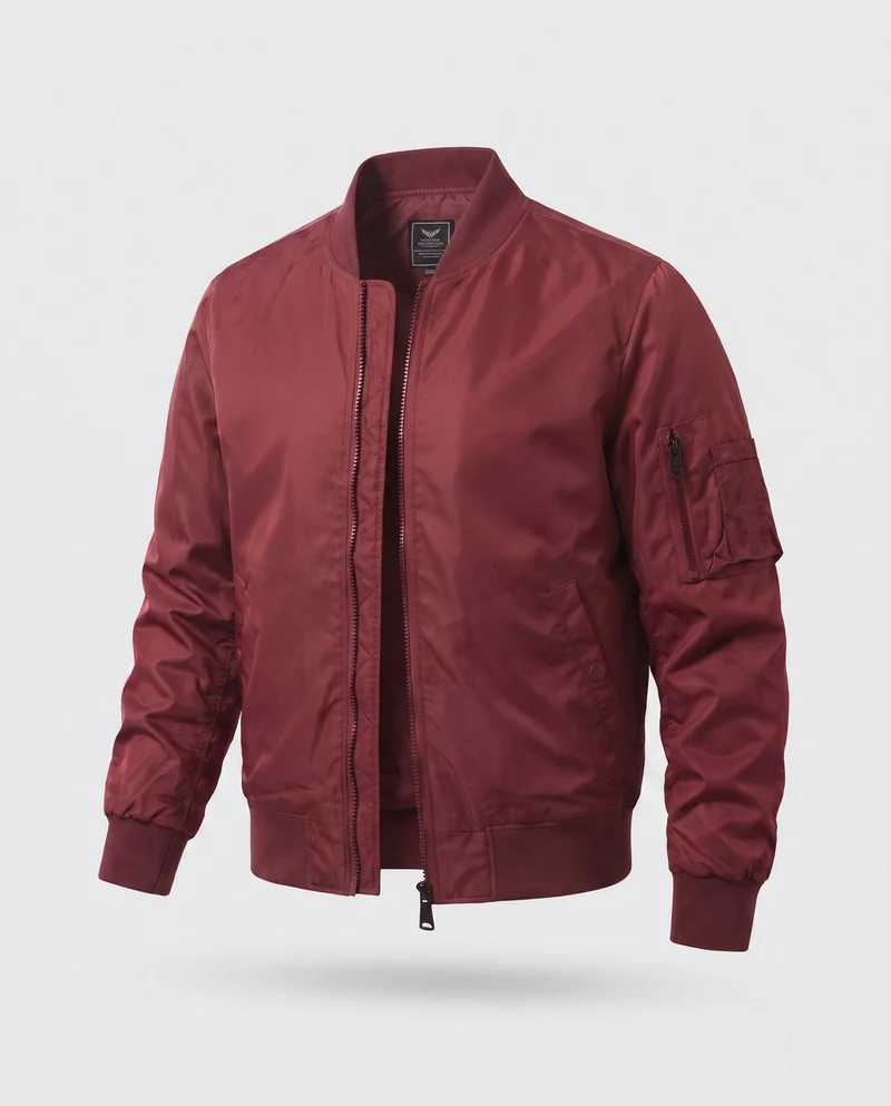 Leichte gepolsterte Bomberjacke für Herren im Aviator-Design mit Reißverschluss-Taschen und Zwei-Wege-Reißverschluss Nord Taschen