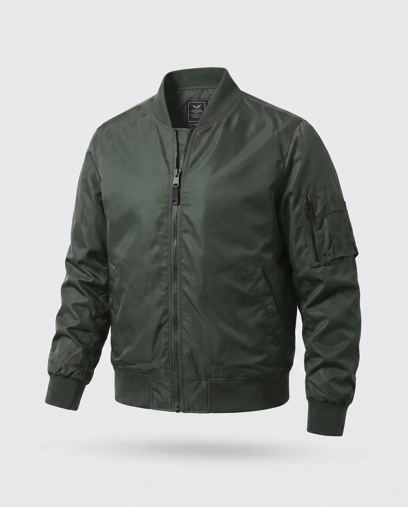 Leichte gepolsterte Bomberjacke für Herren im Aviator-Design mit Reißverschluss-Taschen und Zwei-Wege-Reißverschluss Nord Taschen