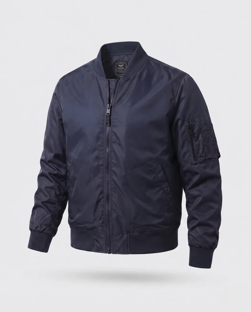 Leichte gepolsterte Bomberjacke für Herren im Aviator-Design mit Reißverschluss-Taschen und Zwei-Wege-Reißverschluss Nord Taschen