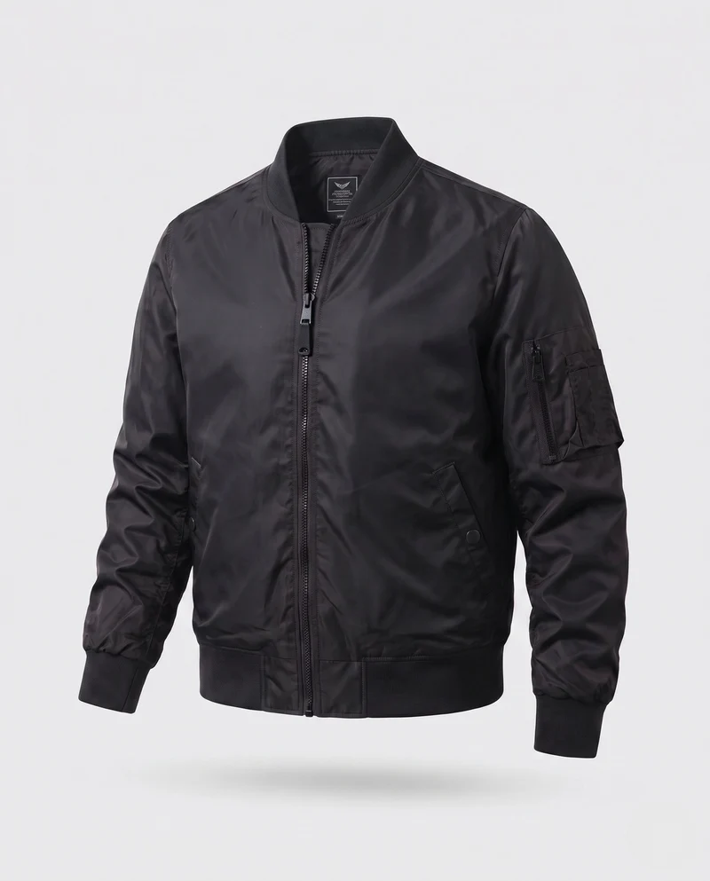 Leichte gepolsterte Bomberjacke für Herren im Aviator-Design mit Reißverschluss-Taschen und Zwei-Wege-Reißverschluss Nord Taschen