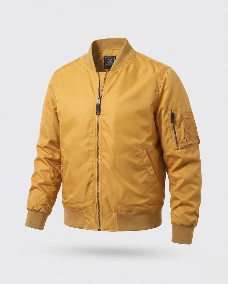 Leichte gepolsterte Bomberjacke für Herren im Aviator-Design mit Reißverschluss-Taschen und Zwei-Wege-Reißverschluss Nord Taschen