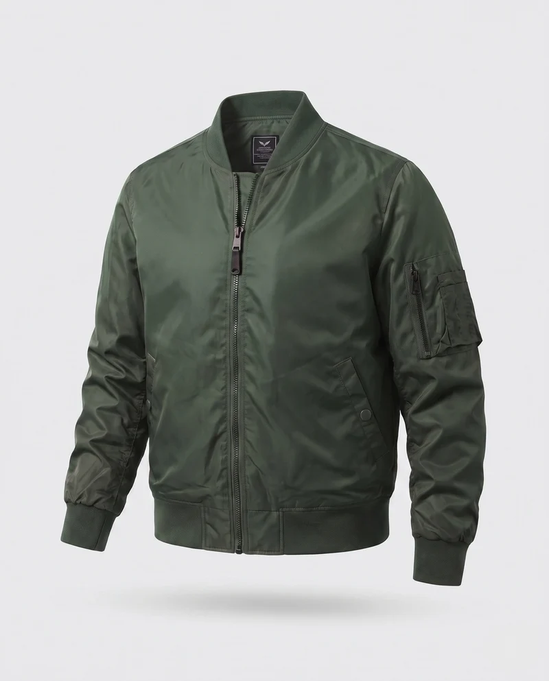 Leichte gepolsterte Bomberjacke für Herren im Aviator-Design mit Reißverschluss-Taschen und Zwei-Wege-Reißverschluss Nord Taschen