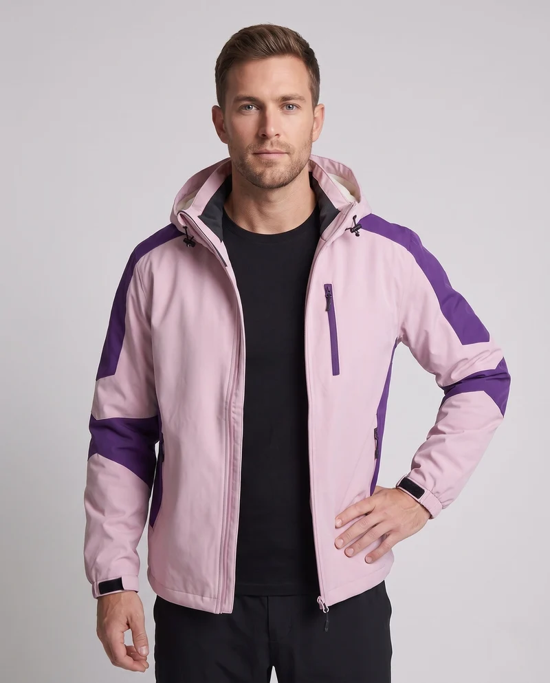 Leichte wasserabweisende Kapuzen-Softshelljacke für Herren mit Kontraststreifen und Brustreißverschluss Nord Taschen