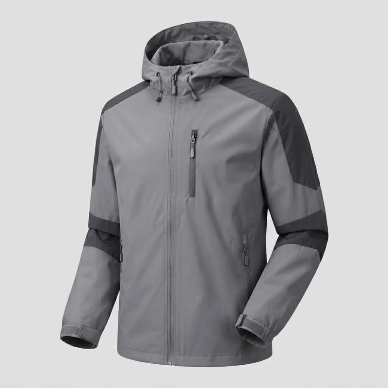 Leichte wasserabweisende Kapuzen-Softshelljacke für Herren mit Kontraststreifen und Brustreißverschluss Nord Taschen