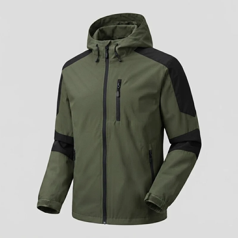 Leichte wasserabweisende Kapuzen-Softshelljacke für Herren mit Kontraststreifen und Brustreißverschluss Nord Taschen