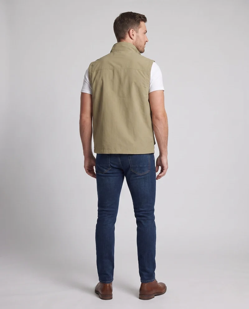 Herren Leichtgewicht Utility Weste mit Stehkragen, mehreren Taschen und durchgehendem Reißverschluss Nord Taschen