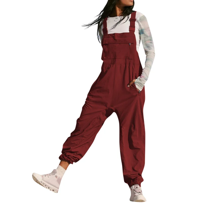 Damen Lässiger Jumpsuit mit praktischen Taschen und elastischem Saum Nord Taschen