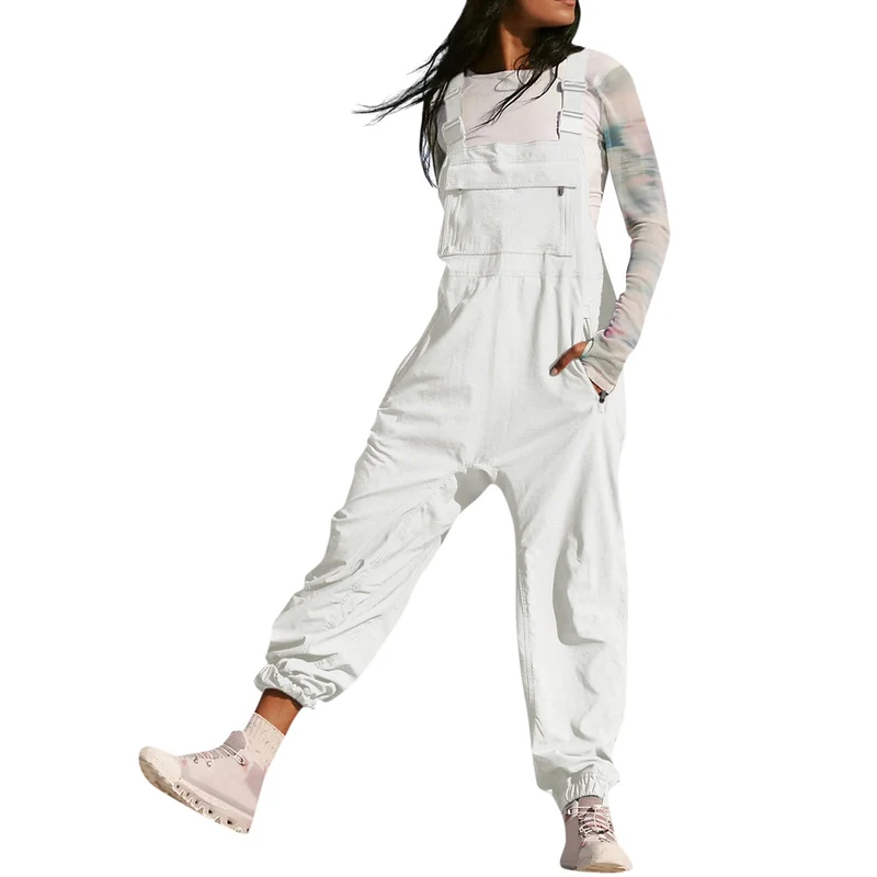 Damen Lässiger Jumpsuit mit praktischen Taschen und elastischem Saum Nord Taschen