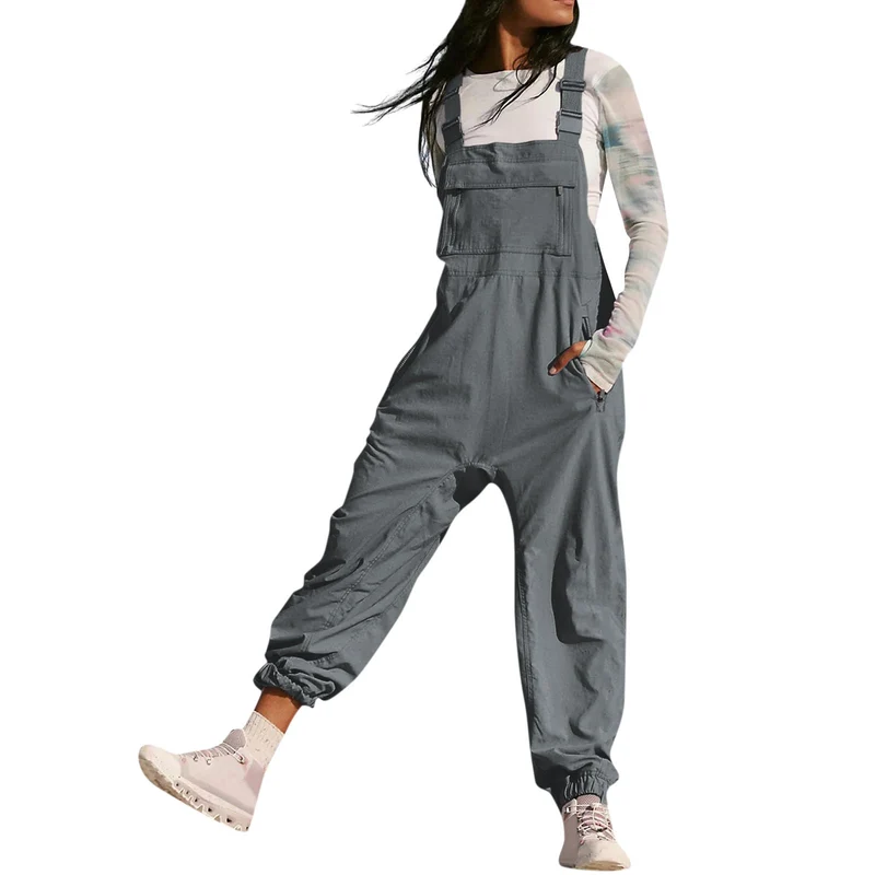 Damen Lässiger Jumpsuit mit praktischen Taschen und elastischem Saum Nord Taschen
