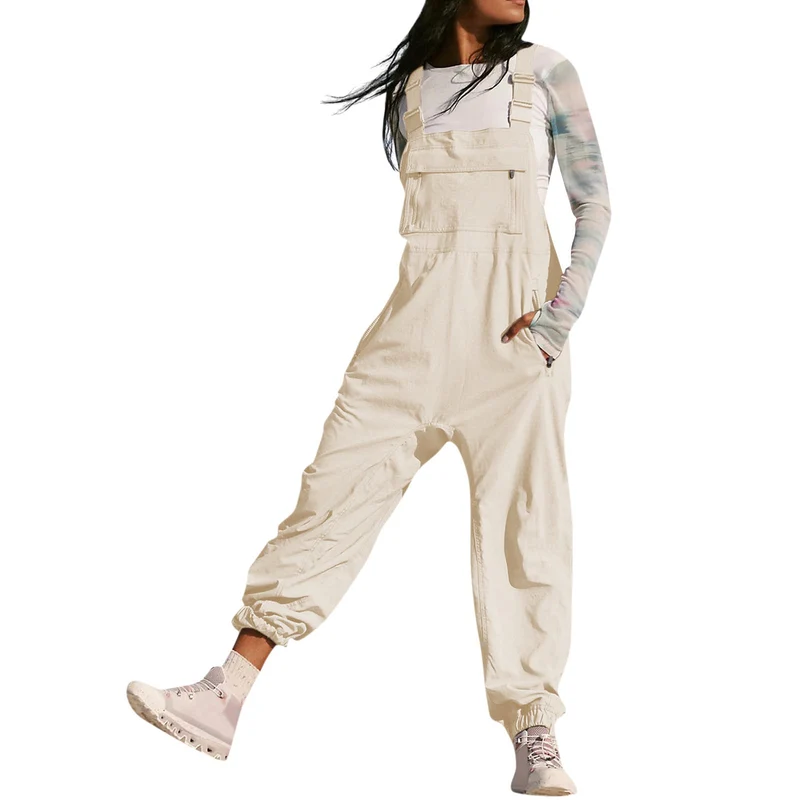 Damen Lässiger Jumpsuit mit praktischen Taschen und elastischem Saum Nord Taschen