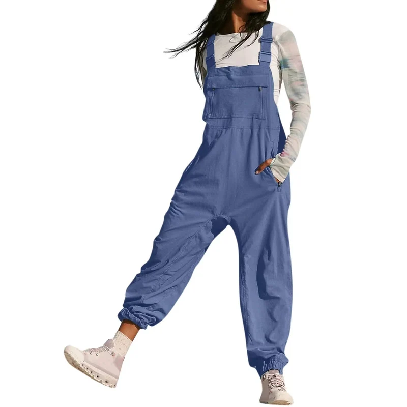 Damen Lässiger Jumpsuit mit praktischen Taschen und elastischem Saum Nord Taschen