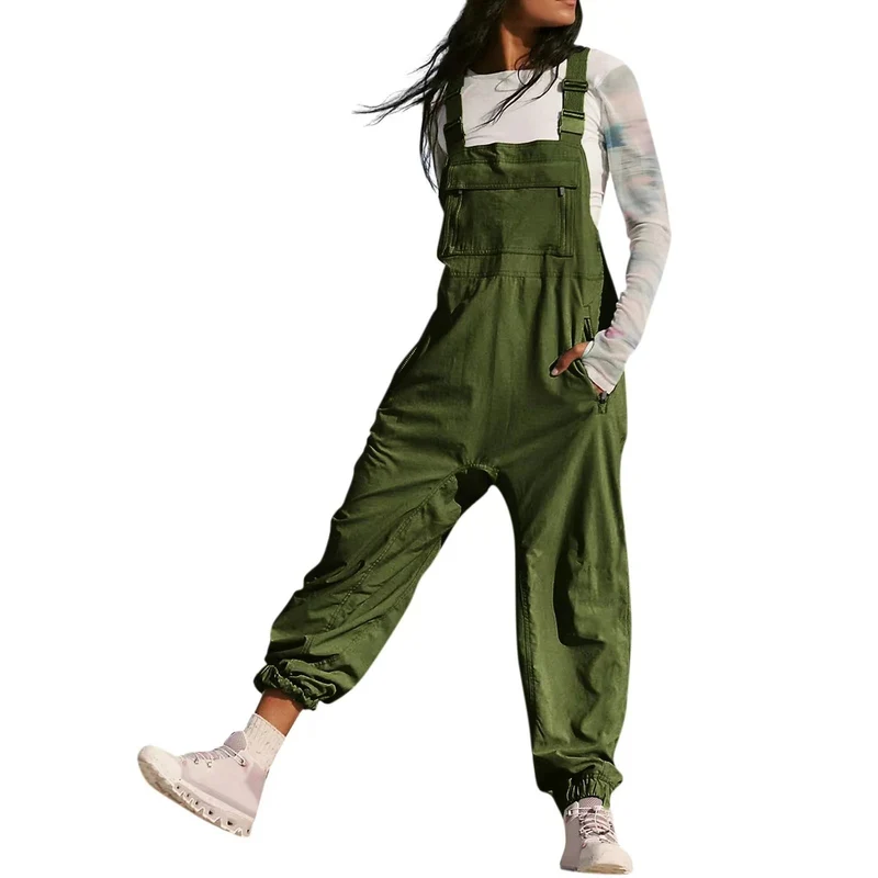 Damen Lässiger Jumpsuit mit praktischen Taschen und elastischem Saum Nord Taschen