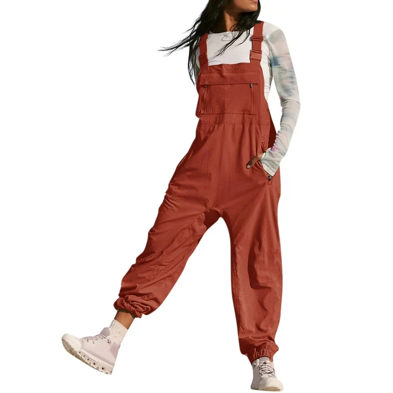 Damen Lässiger Jumpsuit mit praktischen Taschen und elastischem Saum Nord Taschen