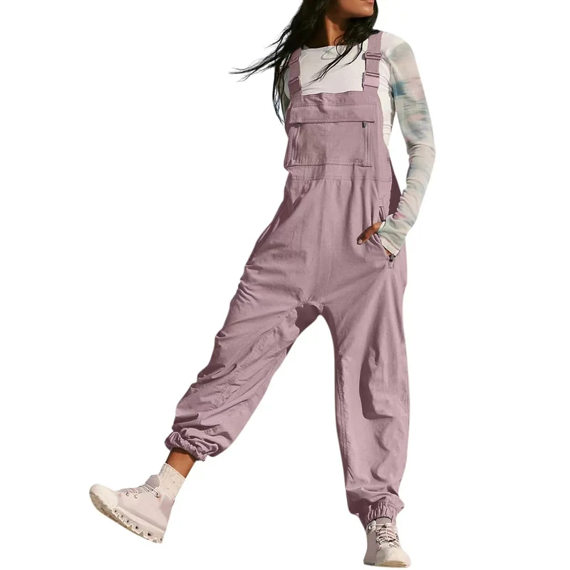 Damen Lässiger Jumpsuit mit praktischen Taschen und elastischem Saum Nord Taschen