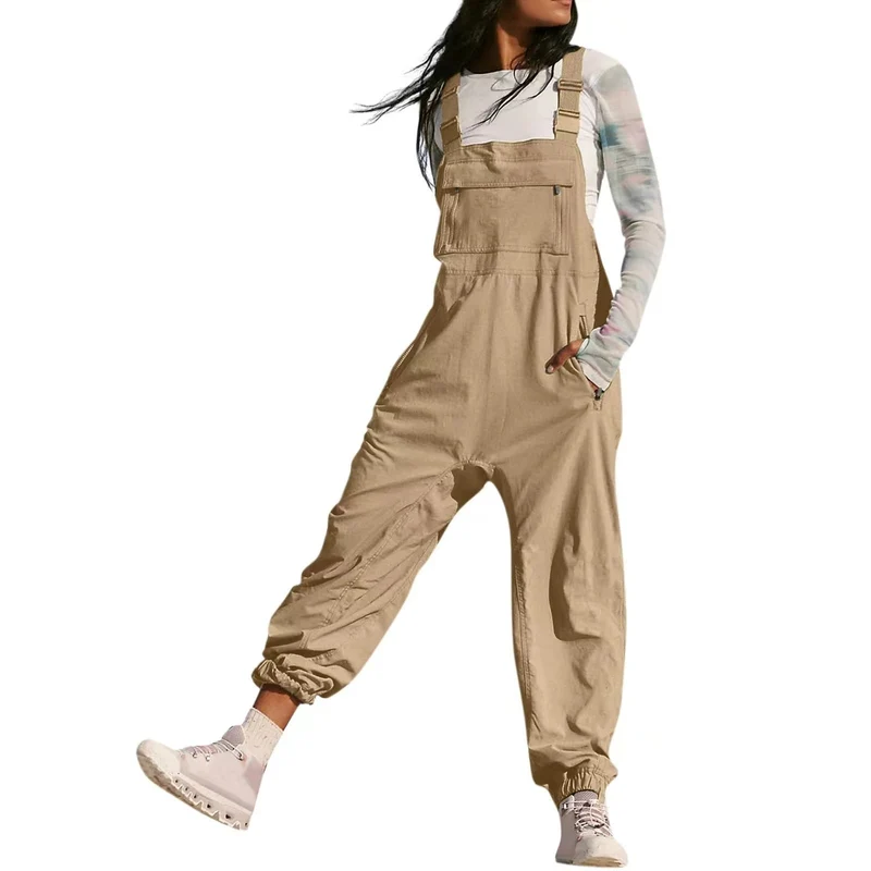 Damen Lässiger Jumpsuit mit praktischen Taschen und elastischem Saum Nord Taschen