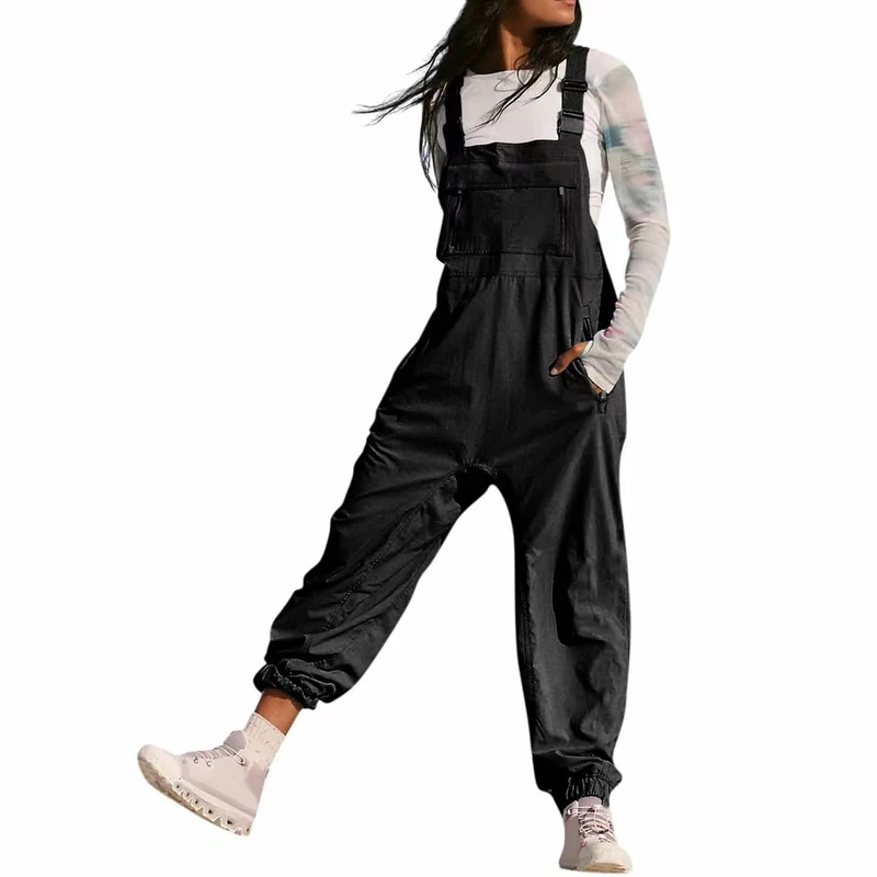 Damen Lässiger Jumpsuit mit praktischen Taschen und elastischem Saum Nord Taschen