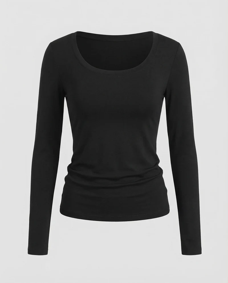 Damen Figurbetonte Stretch Modaljersey Langarmshirt