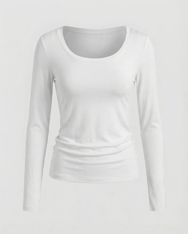 Damen Figurbetonte Stretch Modaljersey Langarmshirt