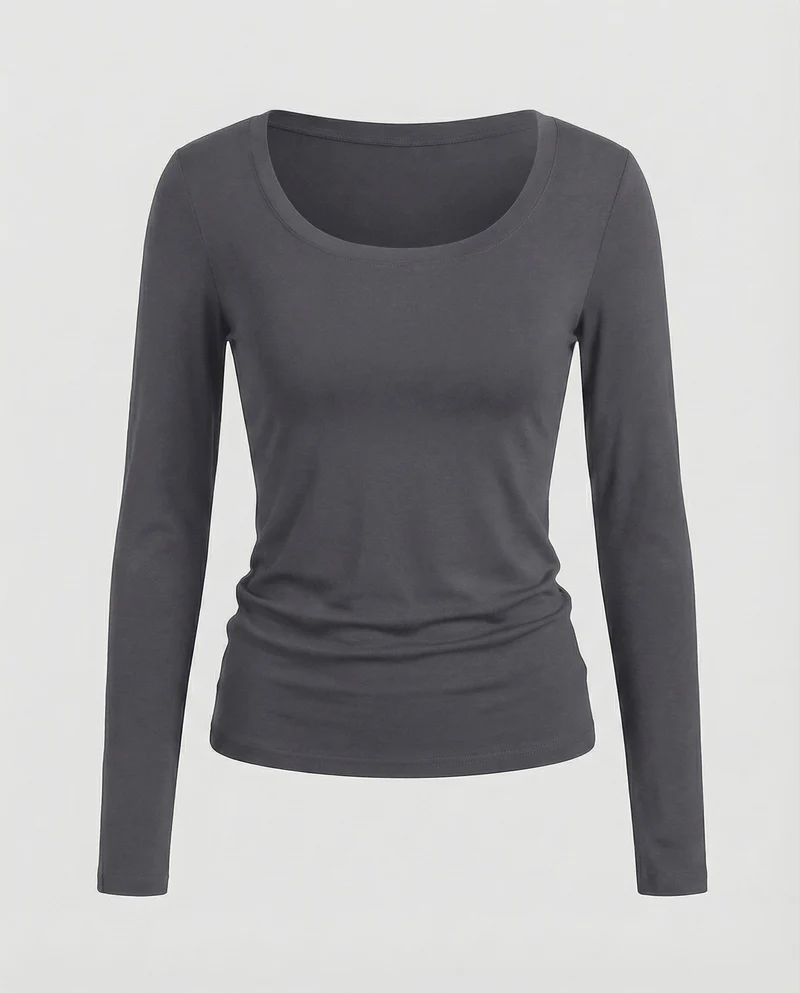 Damen Figurbetonte Stretch Modaljersey Langarmshirt