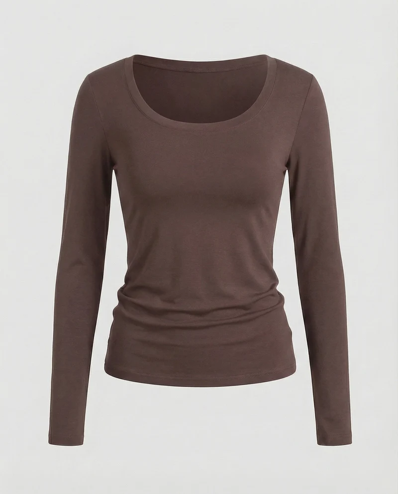 Damen Figurbetonte Stretch Modaljersey Langarmshirt