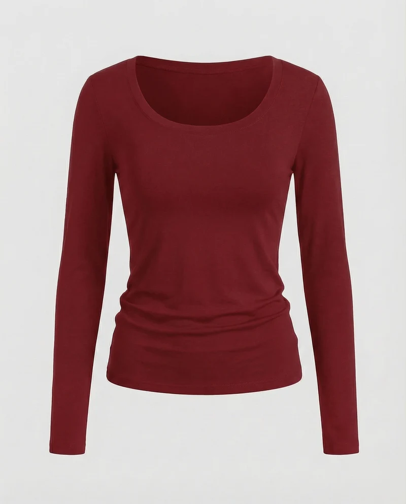 Damen Figurbetonte Stretch Modaljersey Langarmshirt